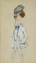 Ung mand med en monokel, 1857 (pastel og wc på papir)